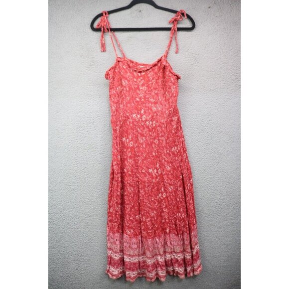 Knox Rose Gauzy Tiered Midi Dress-Size Medium-Straps-Stretchy Smocked - Picture 1 of 7